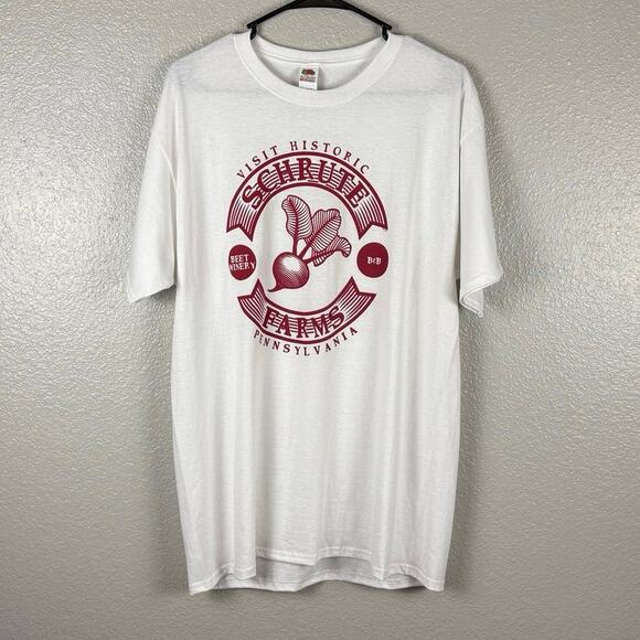 Fruit of the Loom HD Cotton Schrute Beet Farm’s White and Red Size L Men’s Tee - Picture 1 of 6